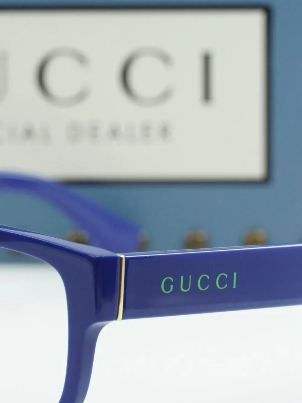 Gucci GG1141O 002 Rectangle Eyeglasses – Blue 56mm - Picture 4 of 10
